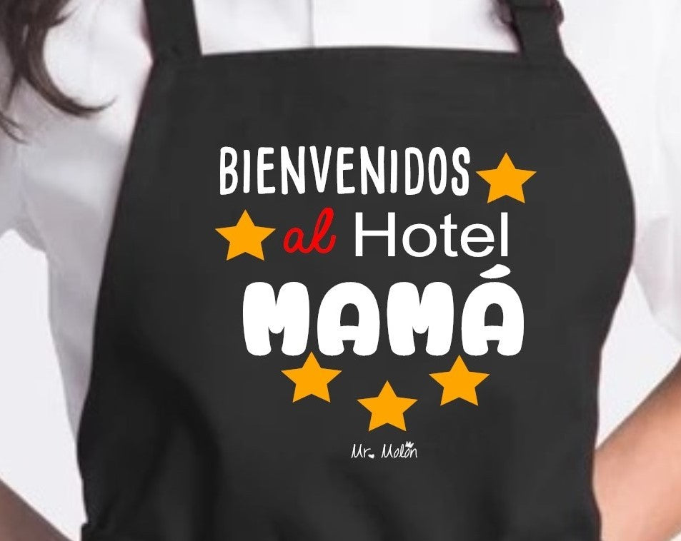 DELANTAL "BIENVENIDOS AL HOTEL MAMÁ"