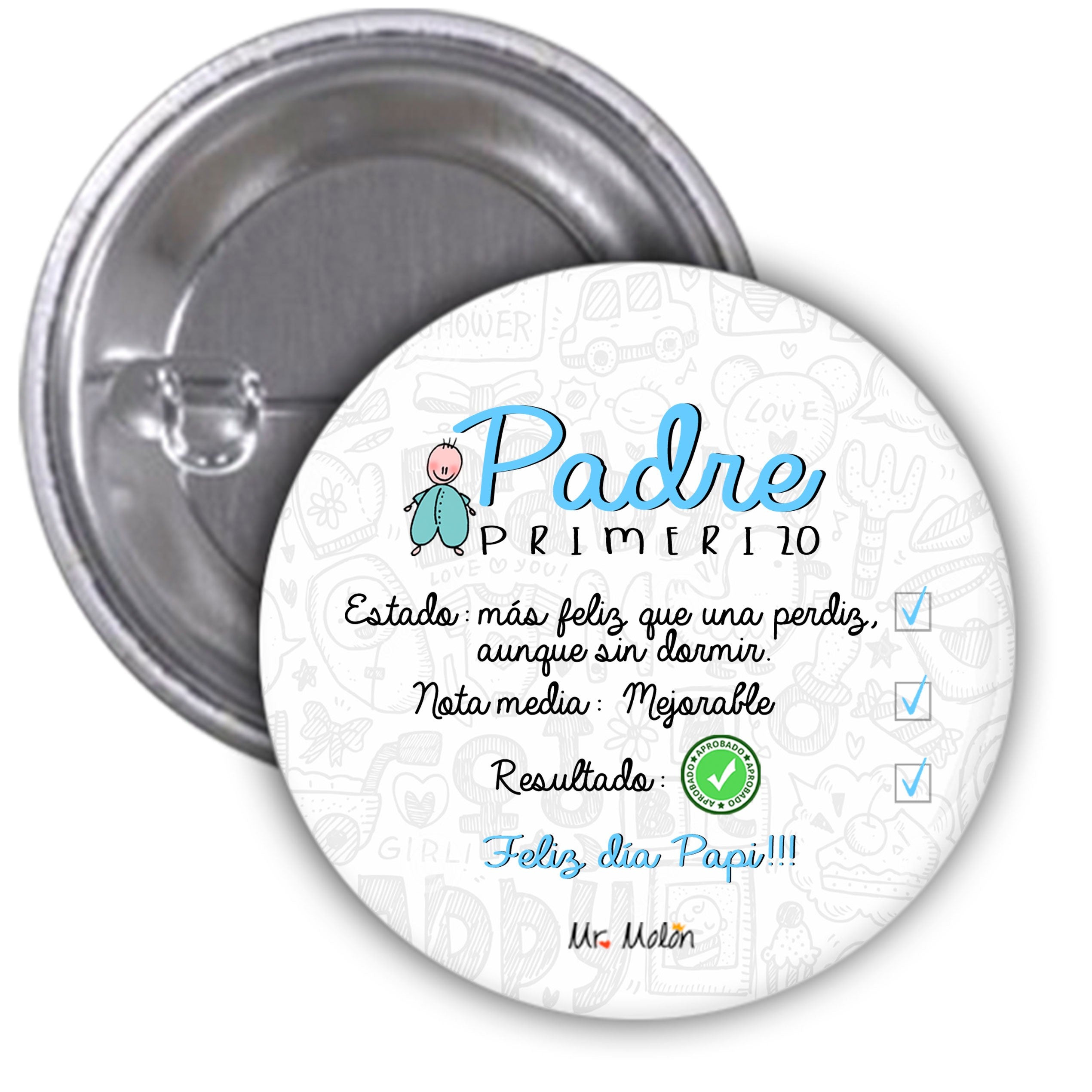 Chapa abrebotella o espejo "Papá primerizo"