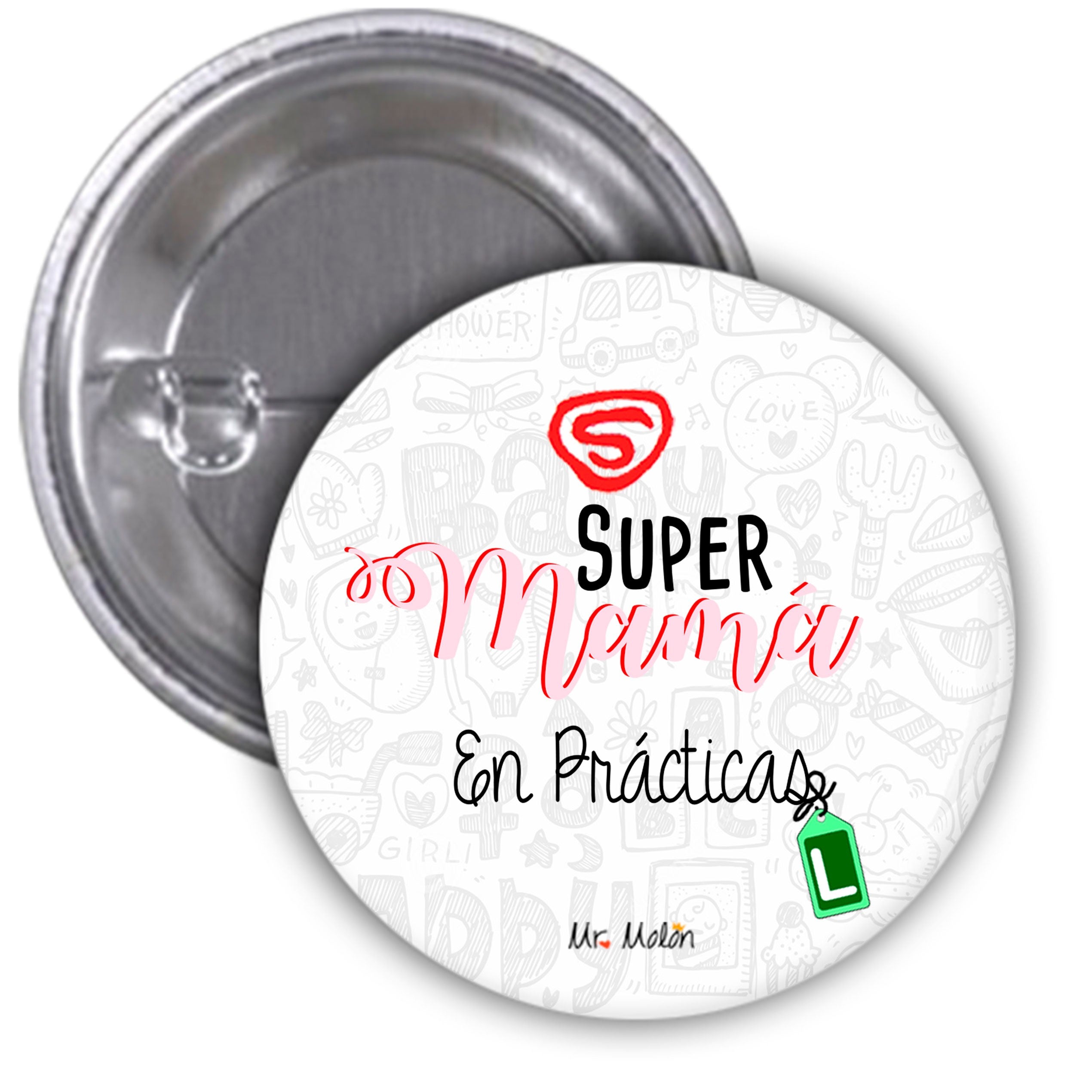 Chapa abrebotella o espejo "Super mamá en Prácticas"