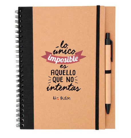 Libreta con bolígrafo "Lo único imposible es aquello que no intentas"