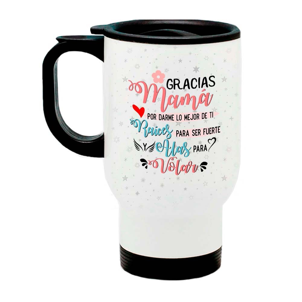 Taza termo take away "Mama raíces y alas para volar"