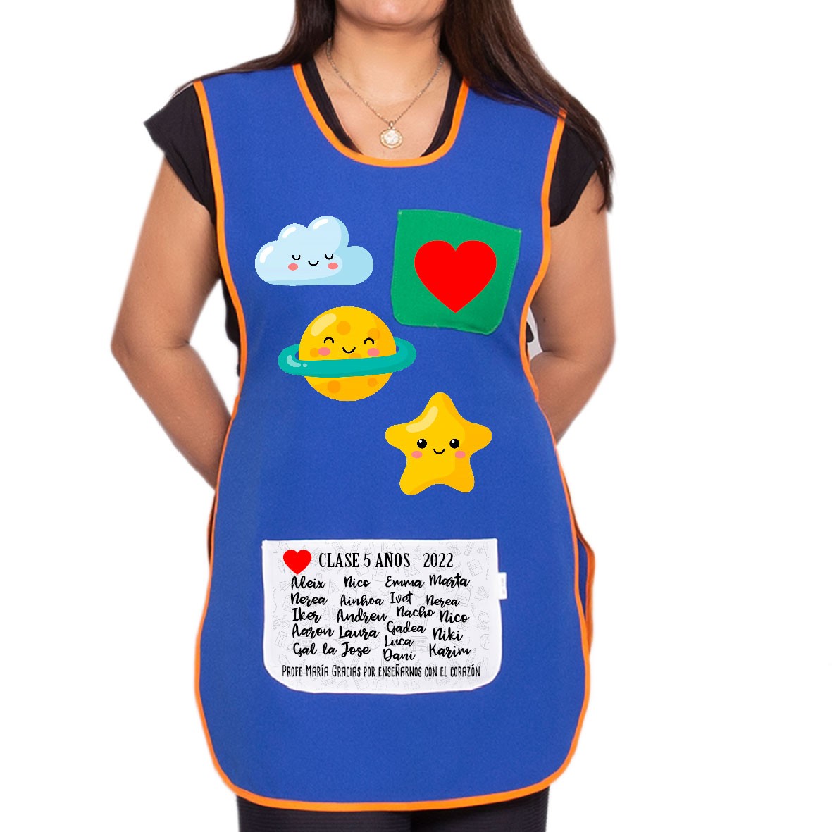 Delantal de maestra infantil "nombres"