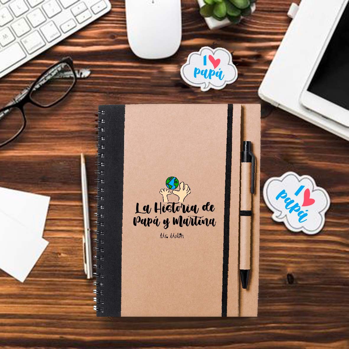 Libreta con bolígrafo personalizado "Las historias de Papá y...