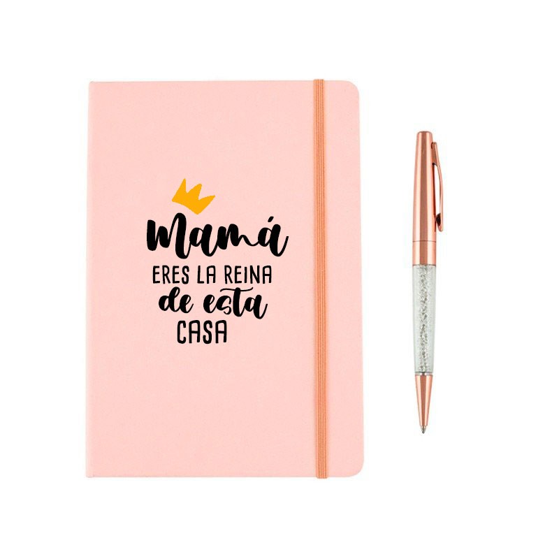 Libreta cute rosa con boli, Mamá eres la reina de la casa
