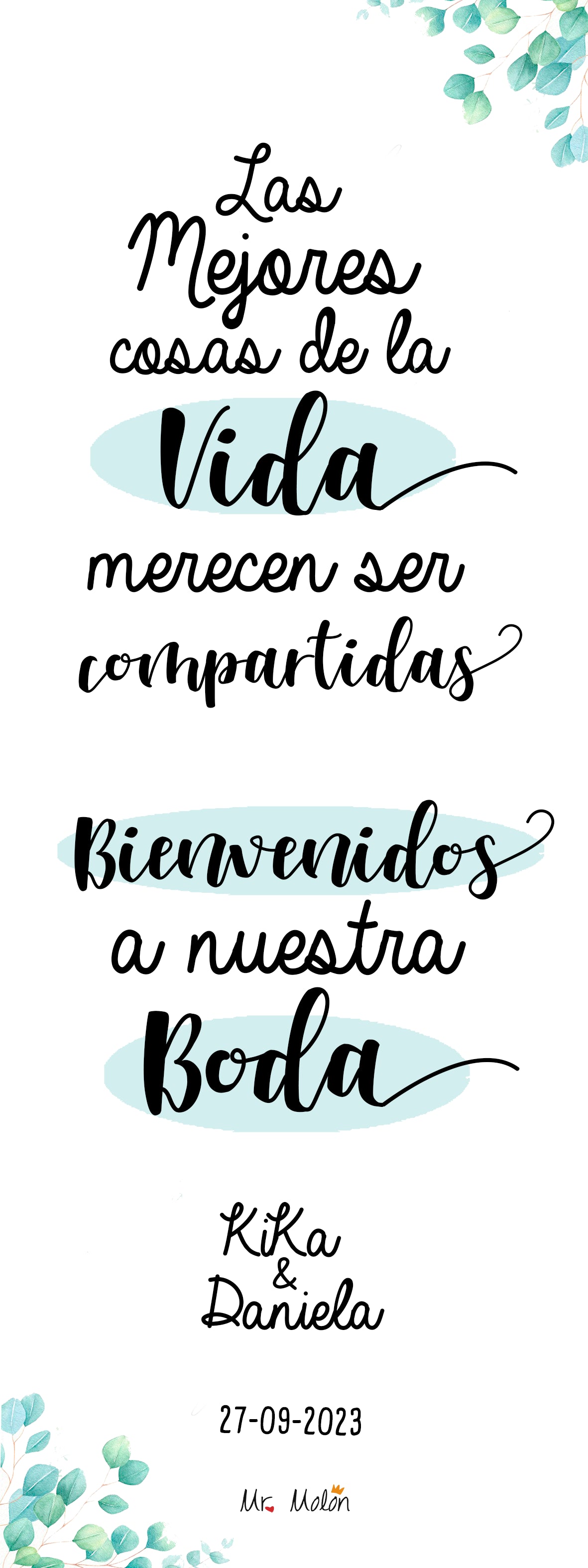 Banner de bienvenida bodas personalizado: las mejores cosas de la vida