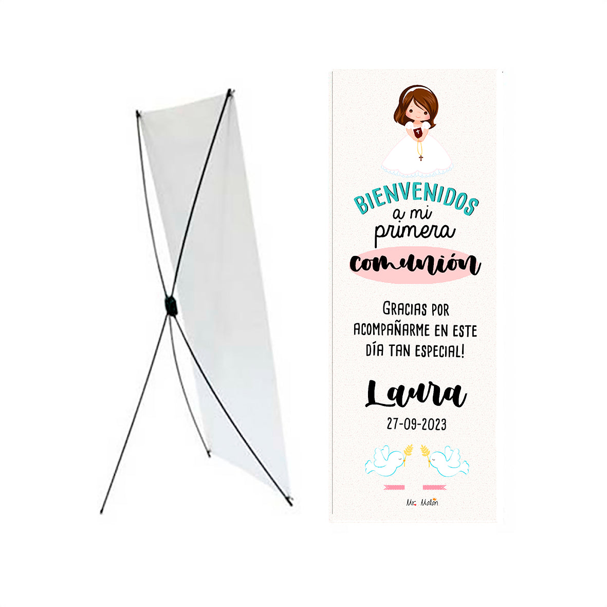 Banner de bienvenida comunión niña personalizado