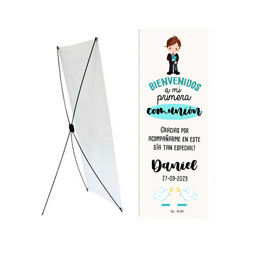 Banner de bienvenida comunión niño personalizado