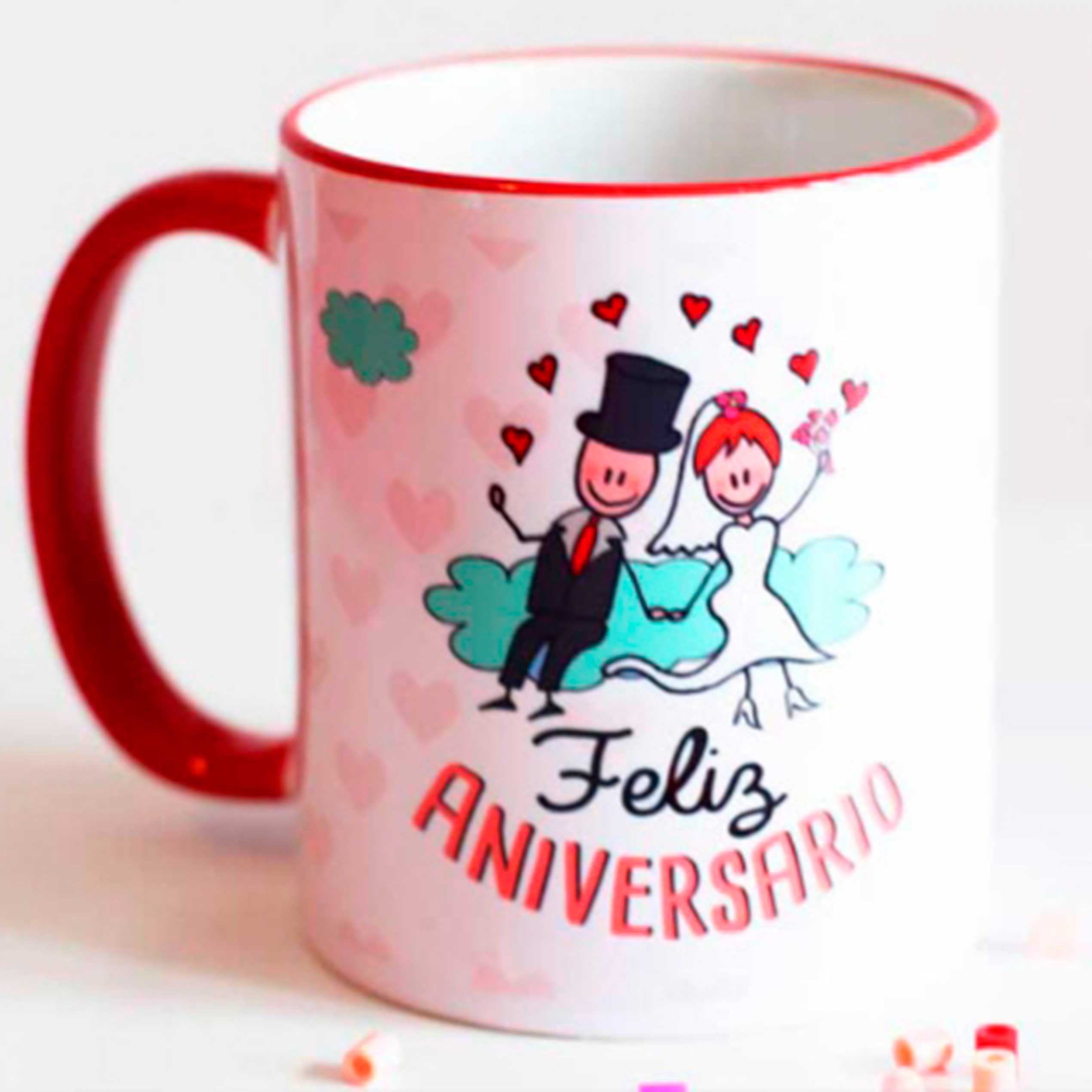 Taza "FELIZ ANIVERSARIO BODA SI QUIERO"