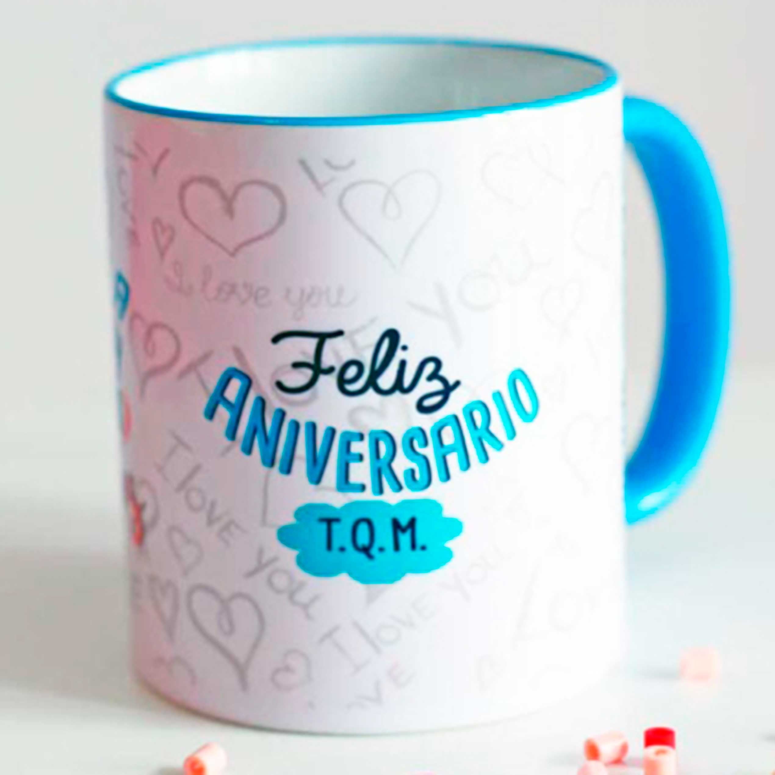 Taza "ANIVERSARIO PASITO A PASITO Y SEGUIMOS JUNTITOS"