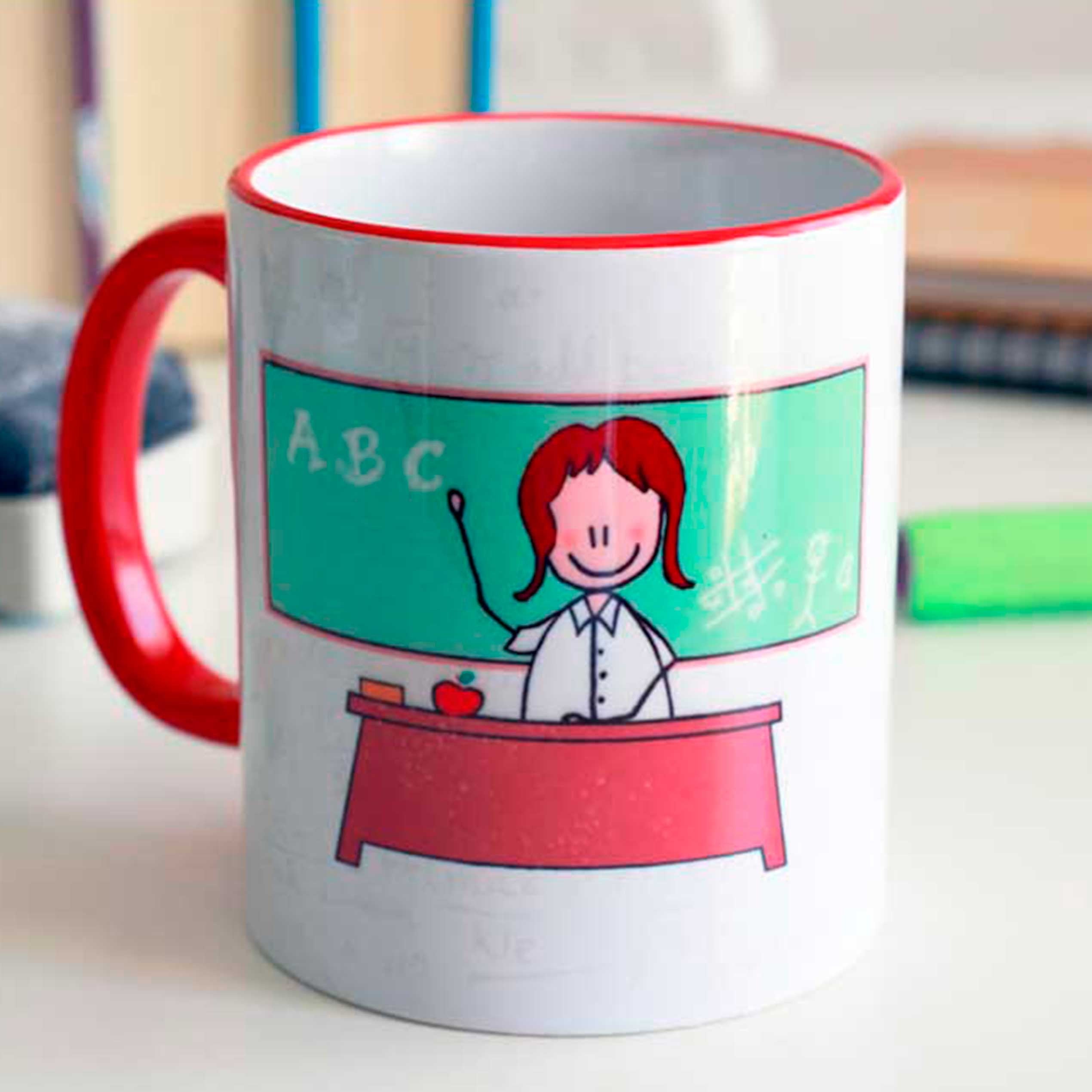 Taza Profesora "Gracias seño con dibujo"