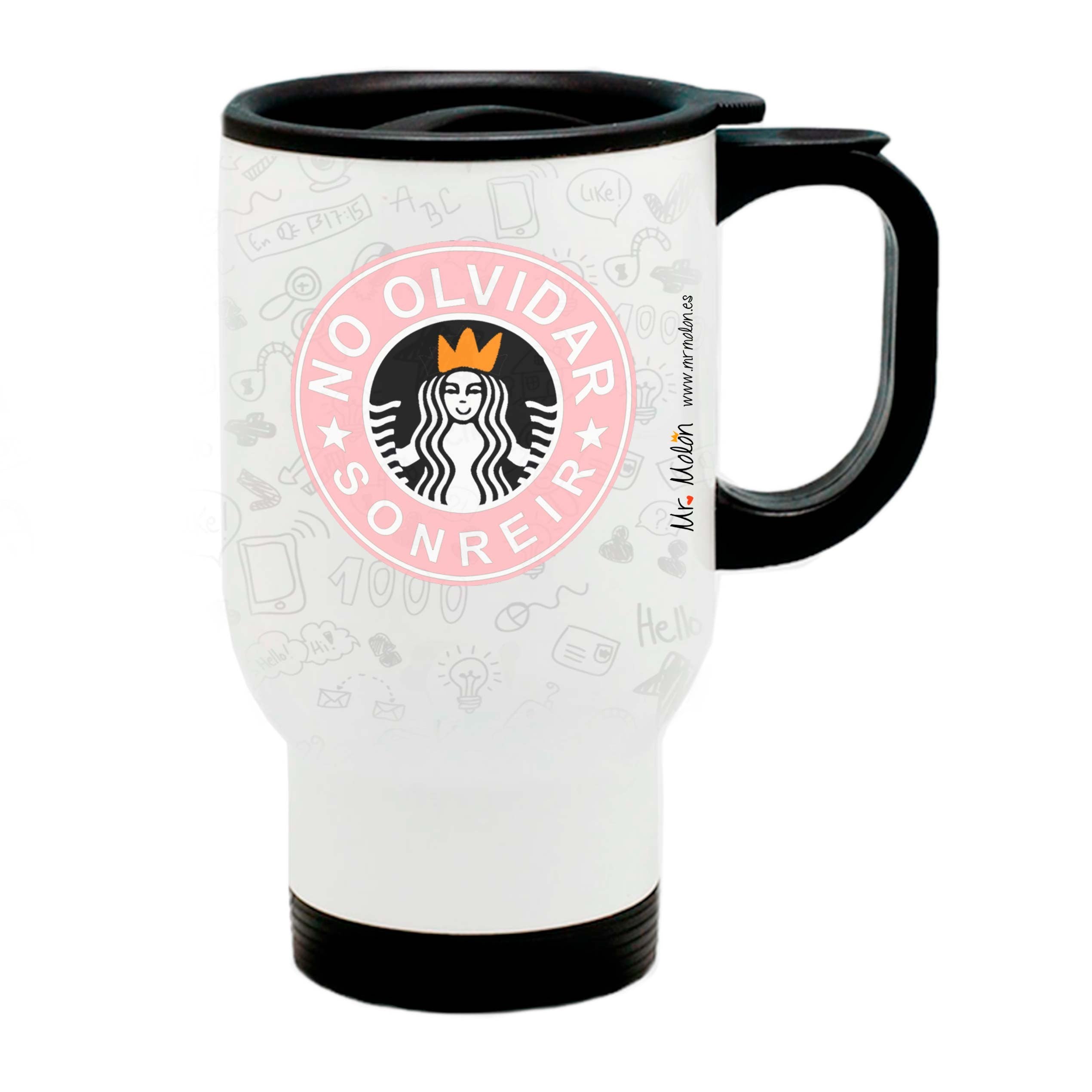 Taza termo take away "Sonrisa y Café"