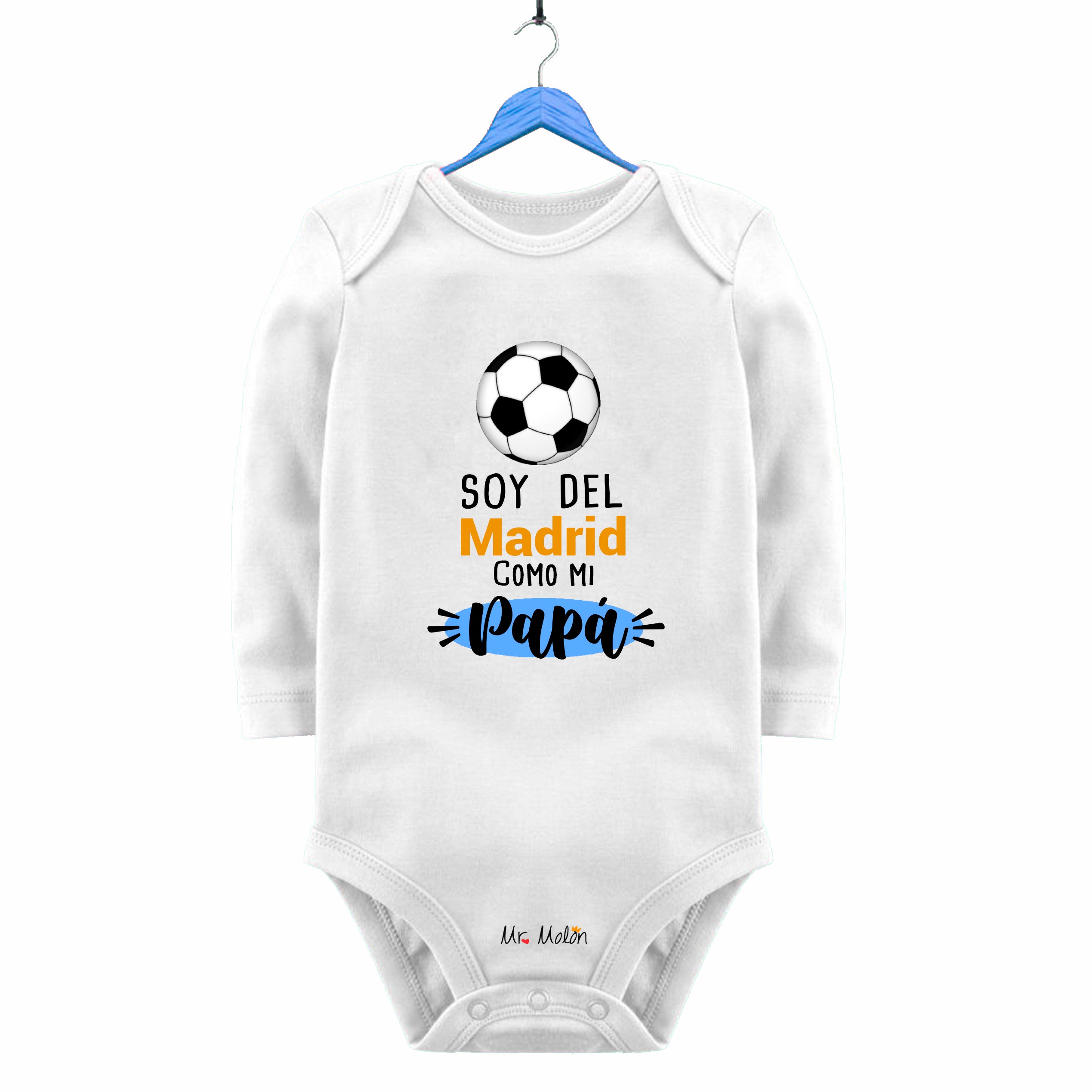 BODY FUTBOL PERSONALIZADO SOY DEL MADRID COMO MI PAPA