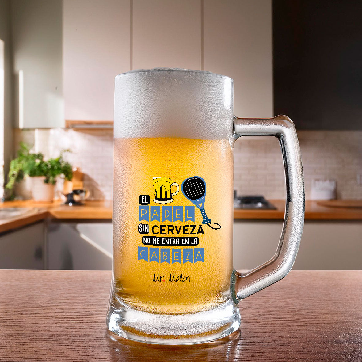 Jarra cerveza Padel "La vida sin cerveza no te entra en la cabeza"