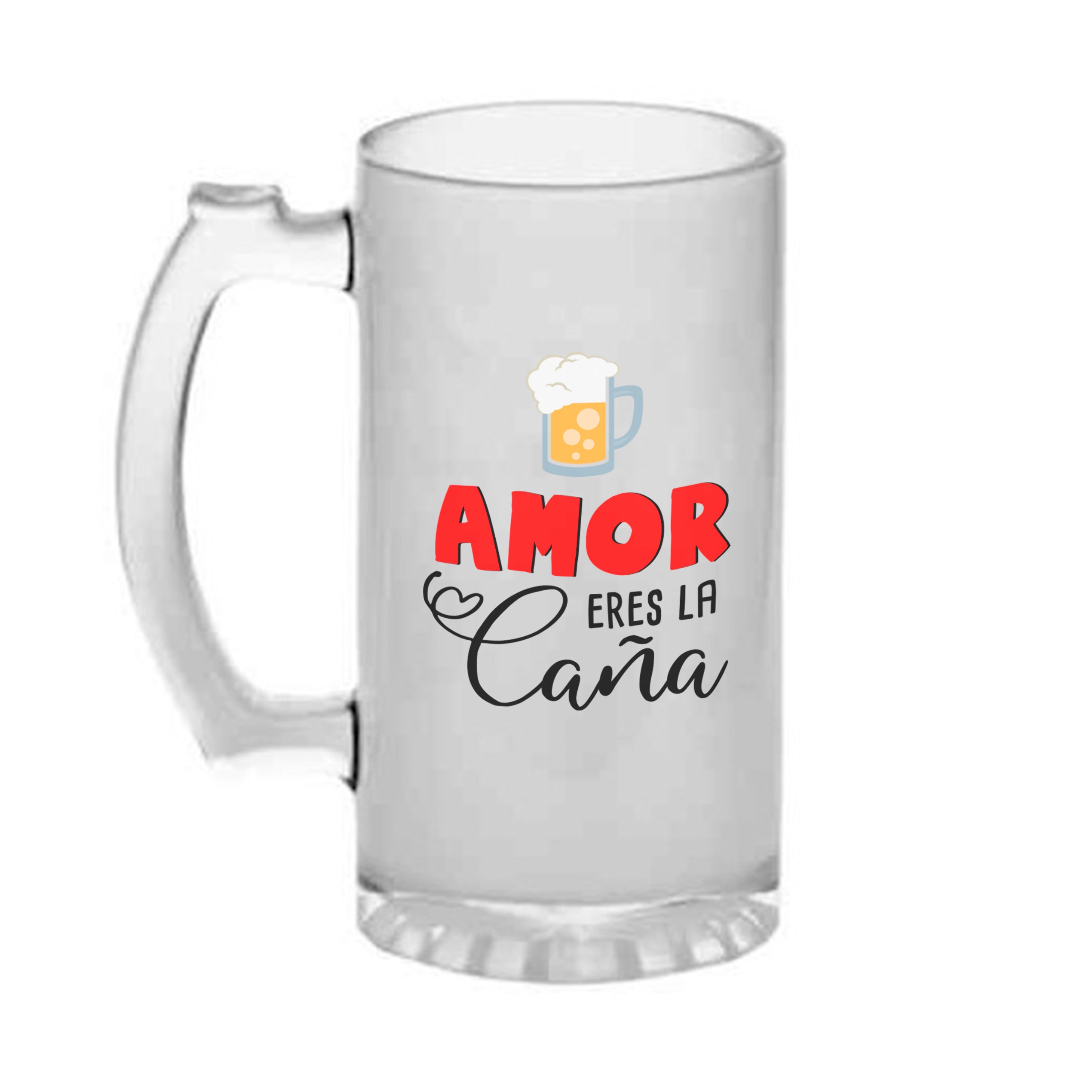 Jarra cerveza "Contigo y una cerveza fría soy feliz en cualquier momento del día"