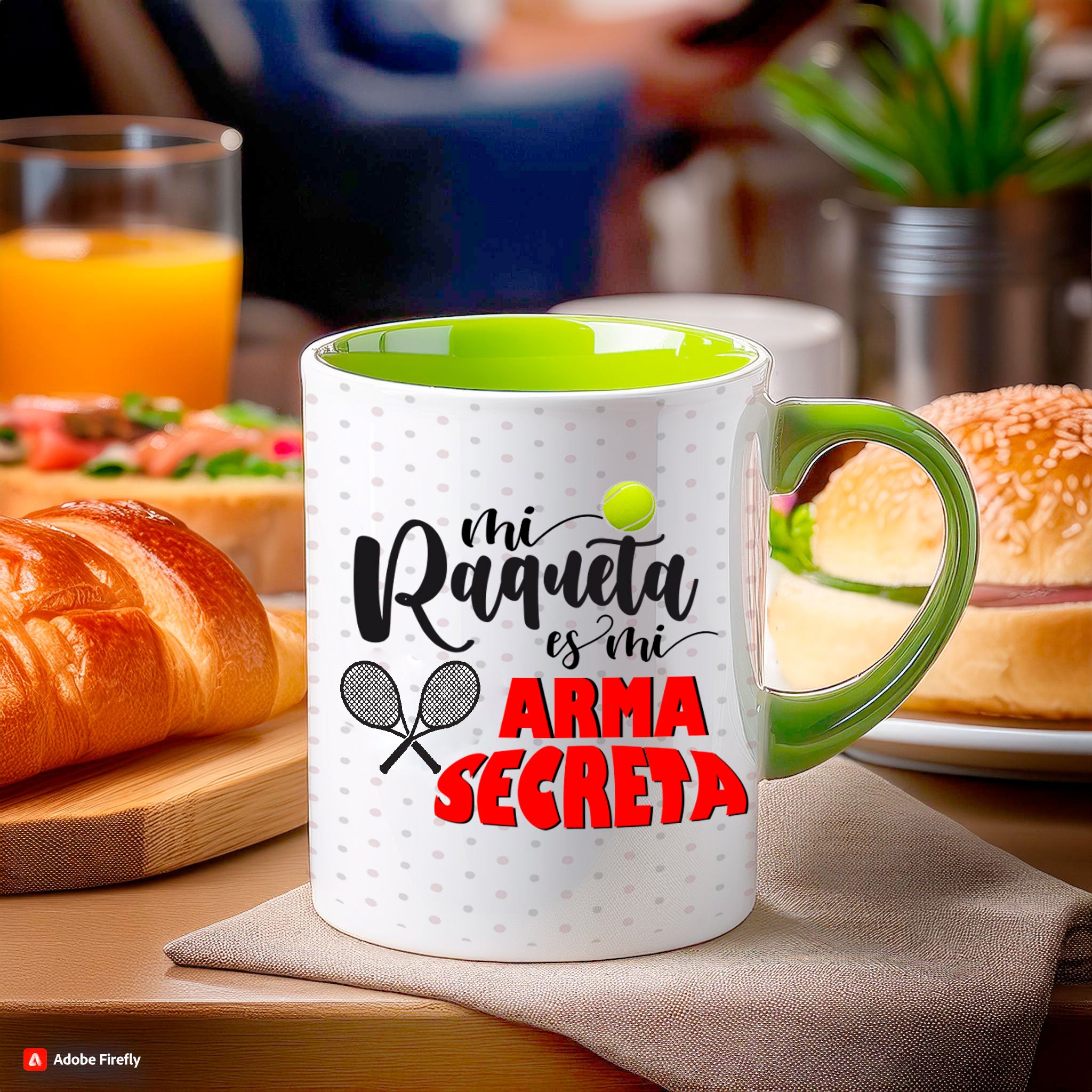 Taza tenis "Mi raqueta es mi arma secreta"