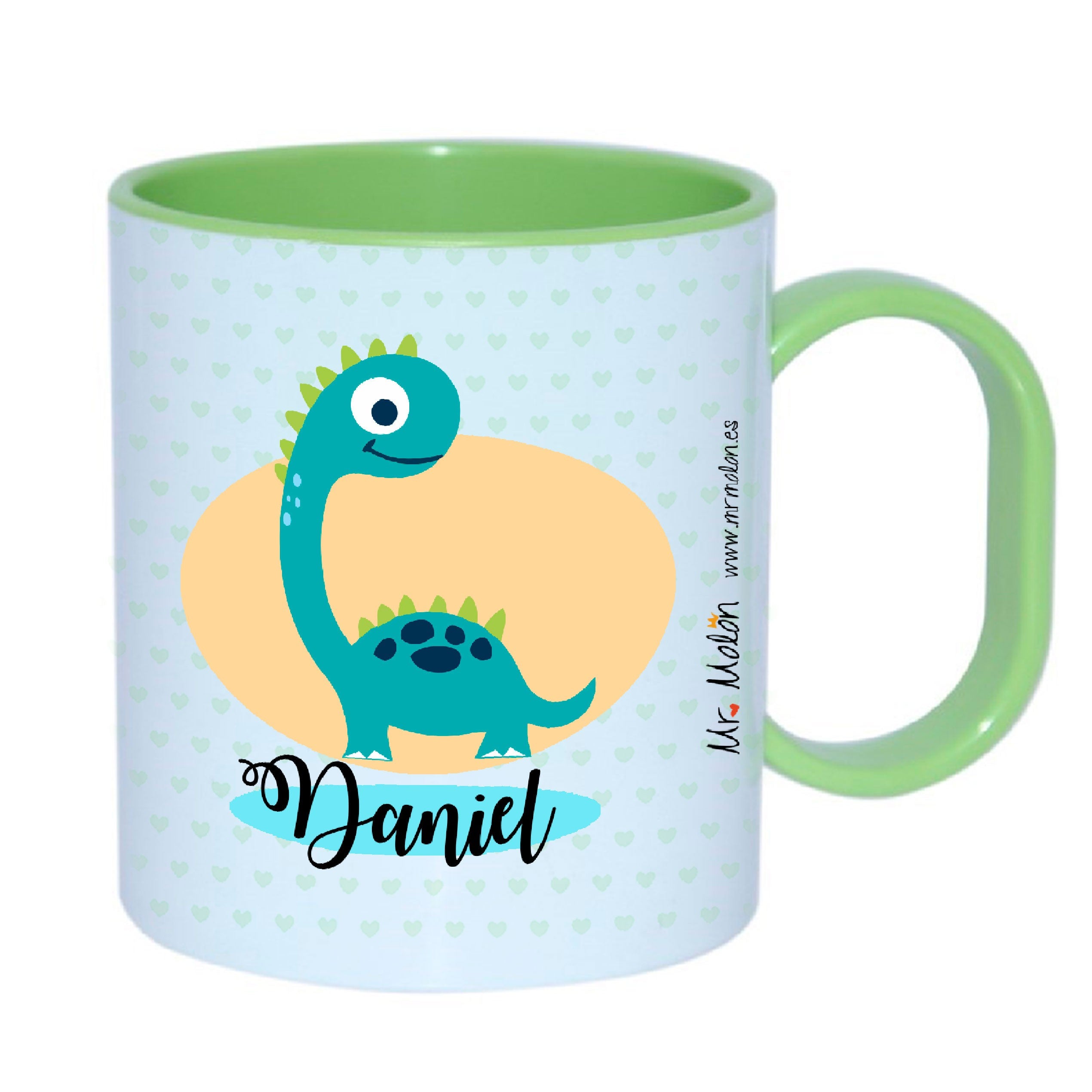 Taza Infantil plástico con letra  "Dinosaurio molón"