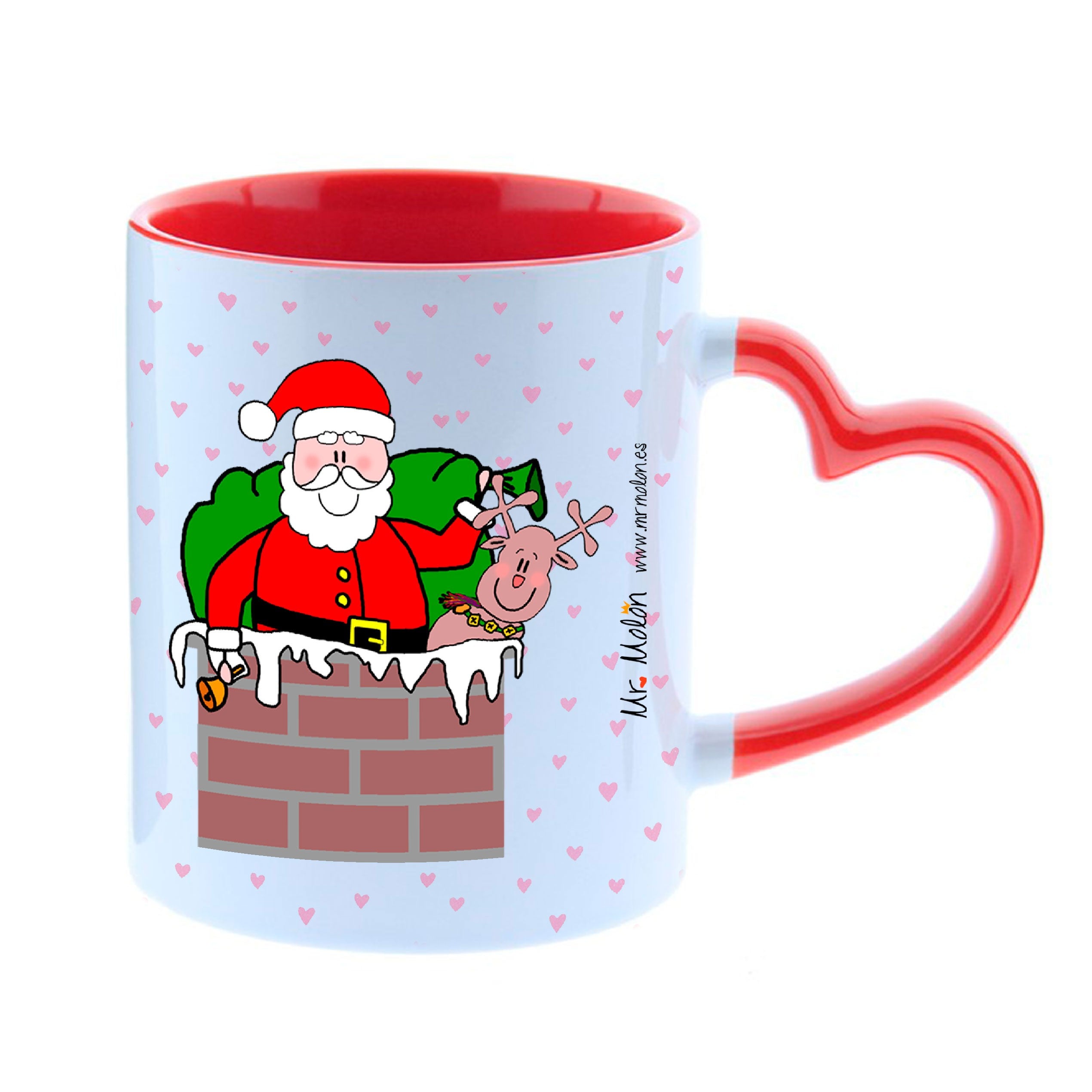 Taza navidad asa de corazón "CONTIGO TENGO EL GORDO ASEGURADO"