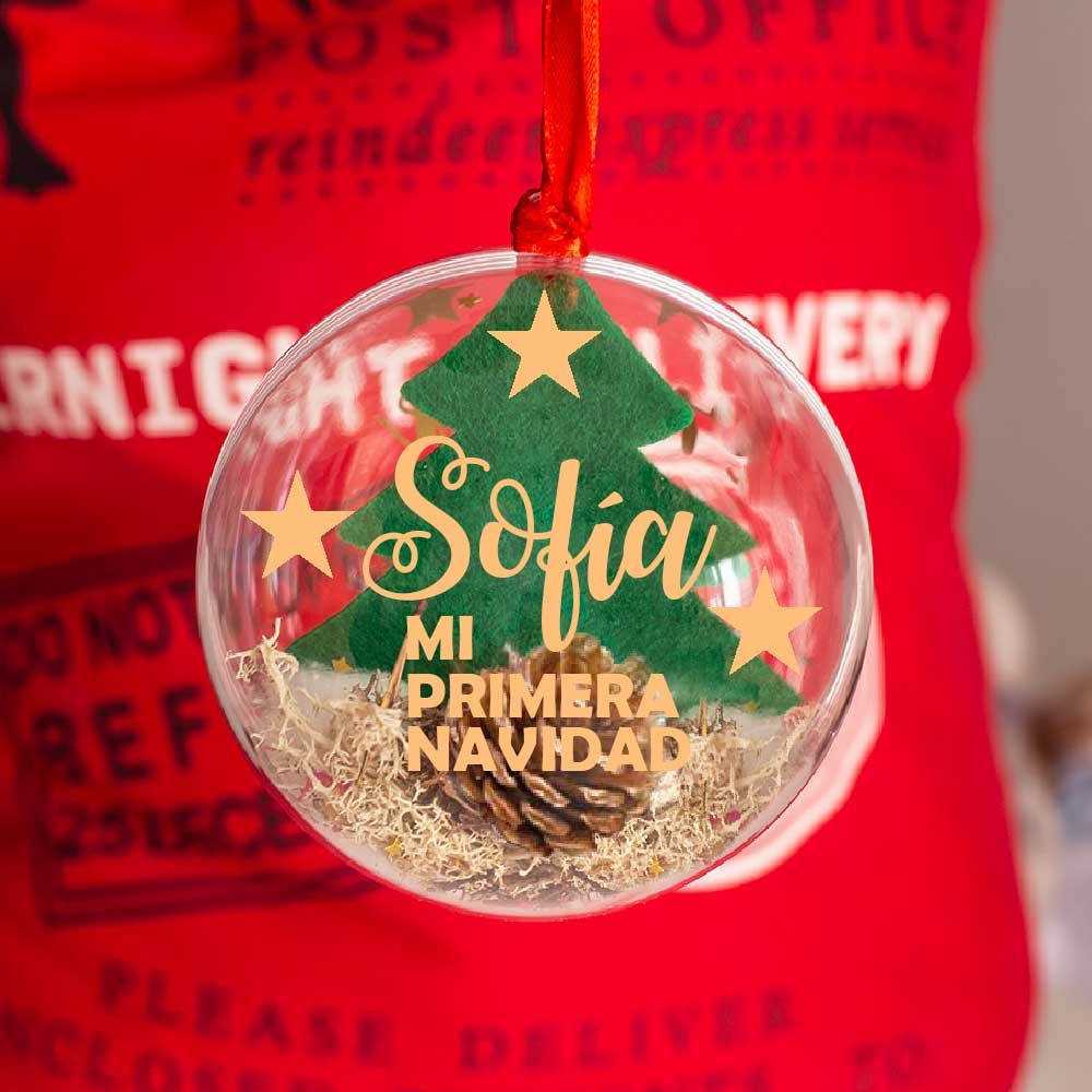 Maxi Bola navidad "PRIMERA NAVIDAD PERSONALIZADA CON NOMBRE "