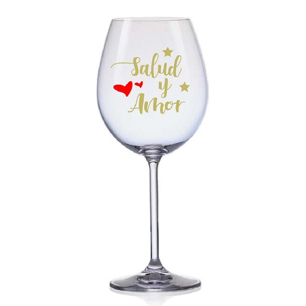 Copa de vino navidad "Salud y Amor"