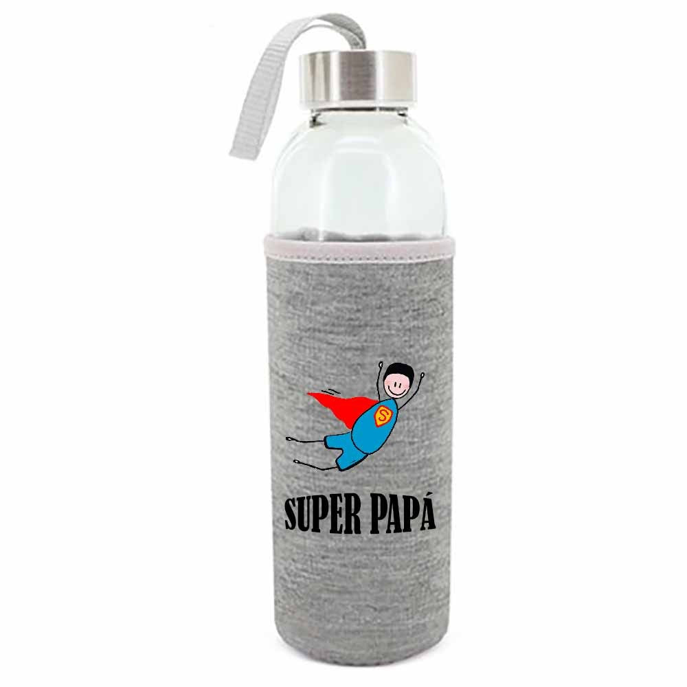 Botella cristal 500 ml neopreno " SUPER PAPÁ"