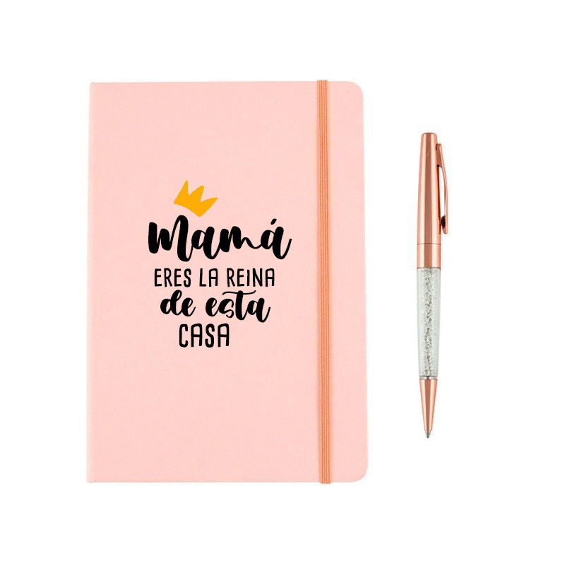 Libreta cute rosa con boli, Mamá eres la reina de la casa