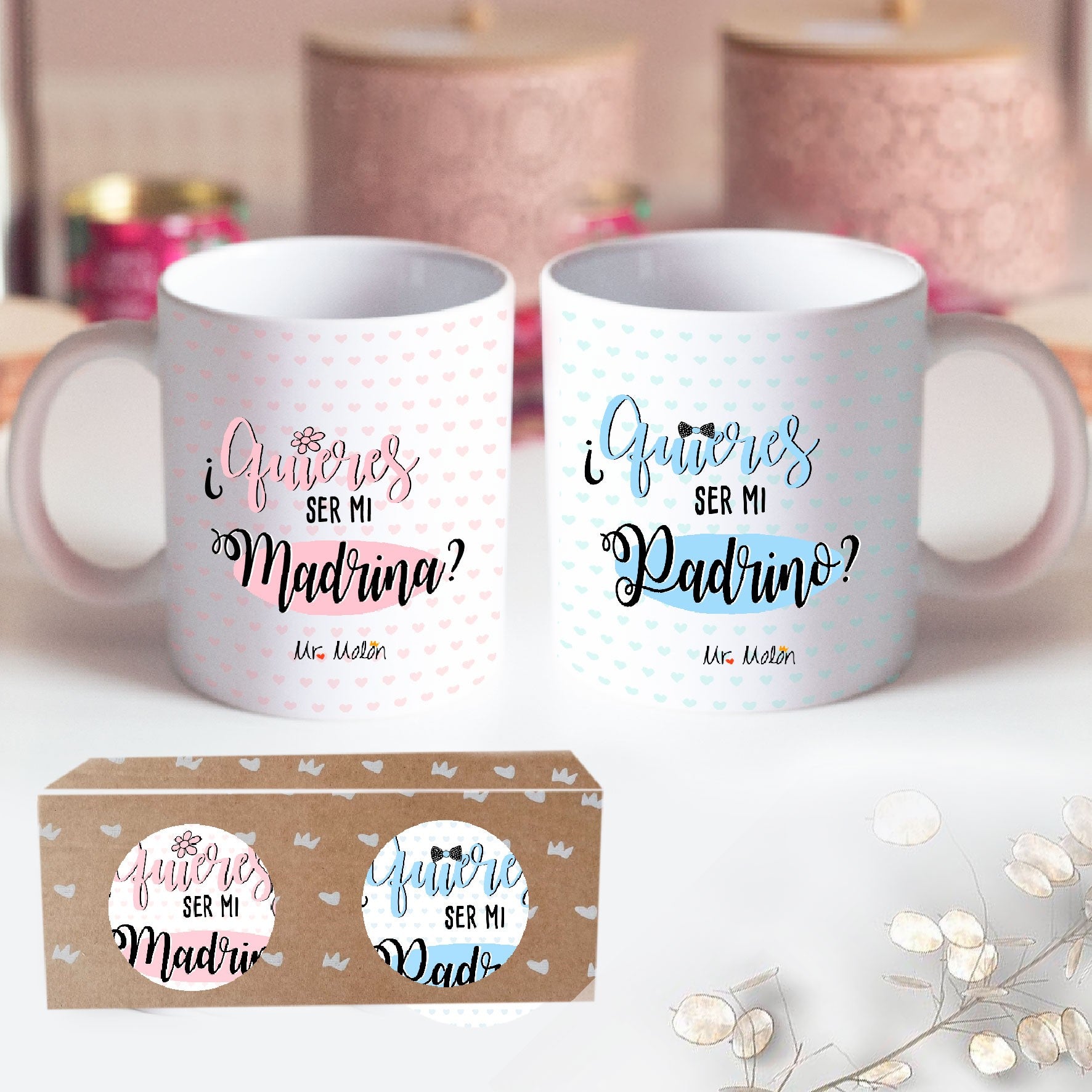 Dúo de Tazas Personalizadas: Padrino y Madrina