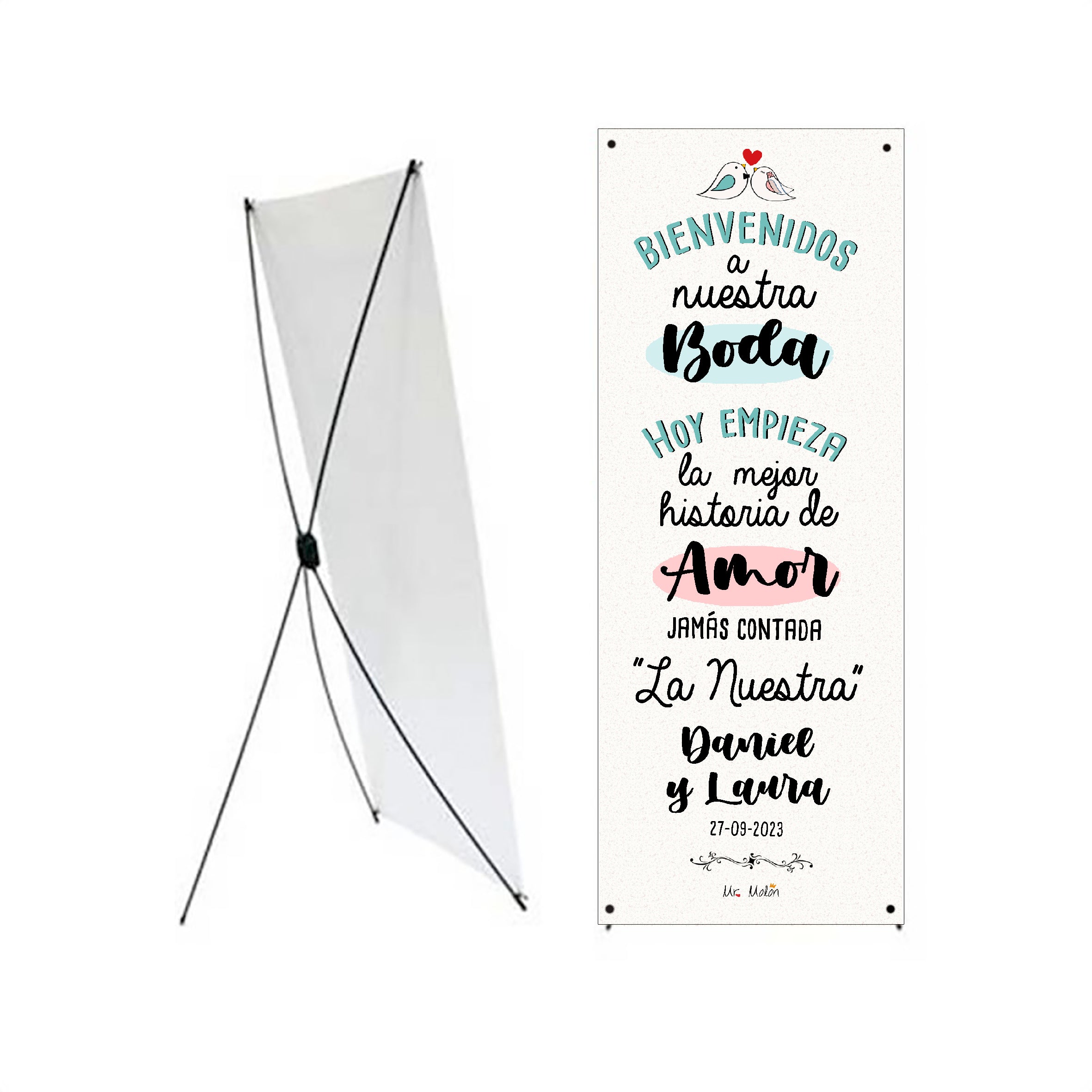 Banner de bienvenida bodas personalizado.