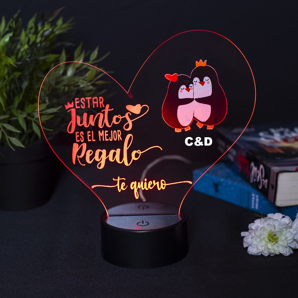 Lámpara Led  Juntos es el mejor regalo (personalizada)