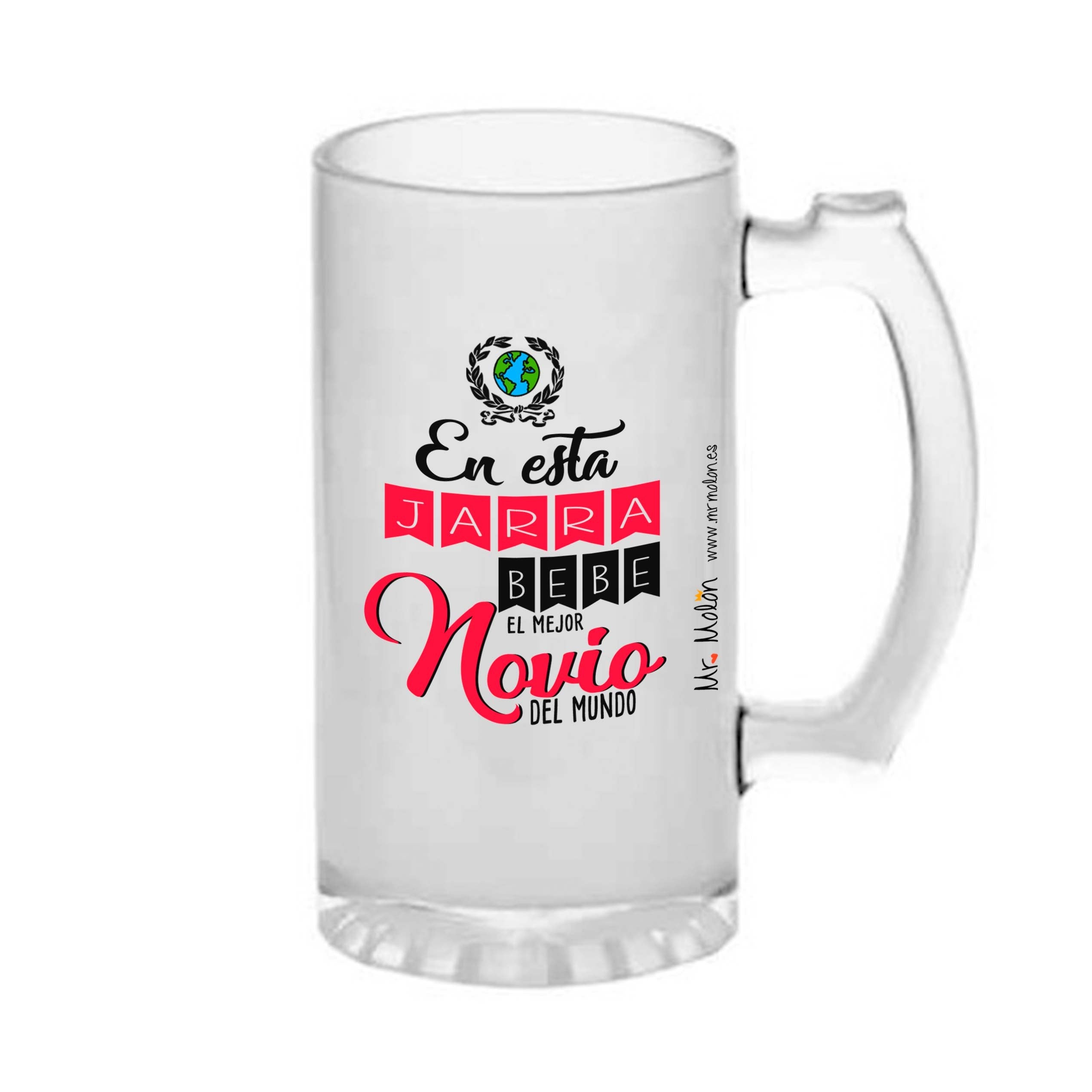 Jarra de cerveza "en esta jarra bebe el mejor novio del mundo"