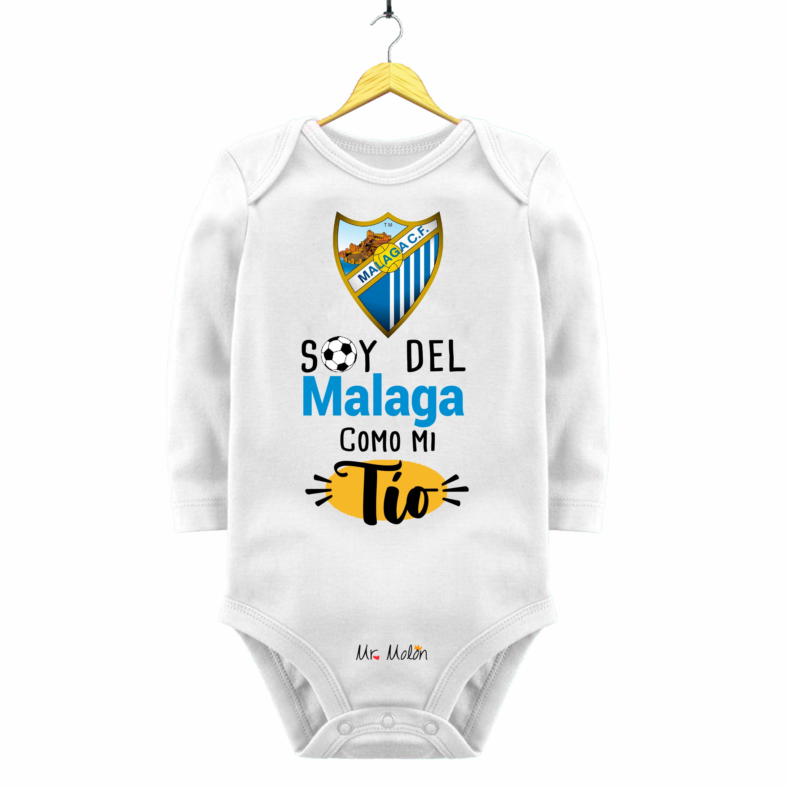 BODY FUTBOL BEBE SOY DEL MÁLAGA COMO MI TÍO