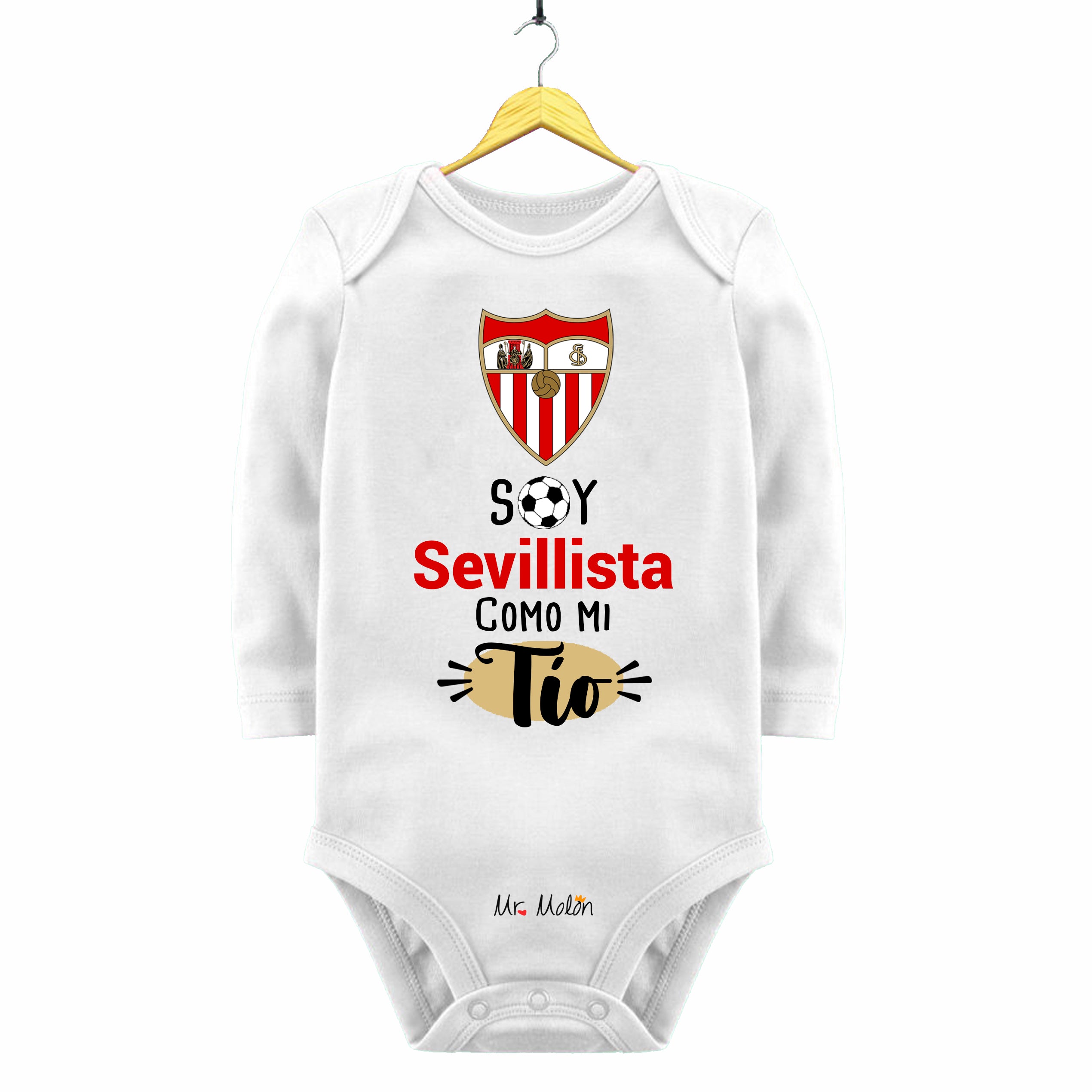 BODY FUTBOL BEBE SOY SEVILLISTA COMO MI TÍO
