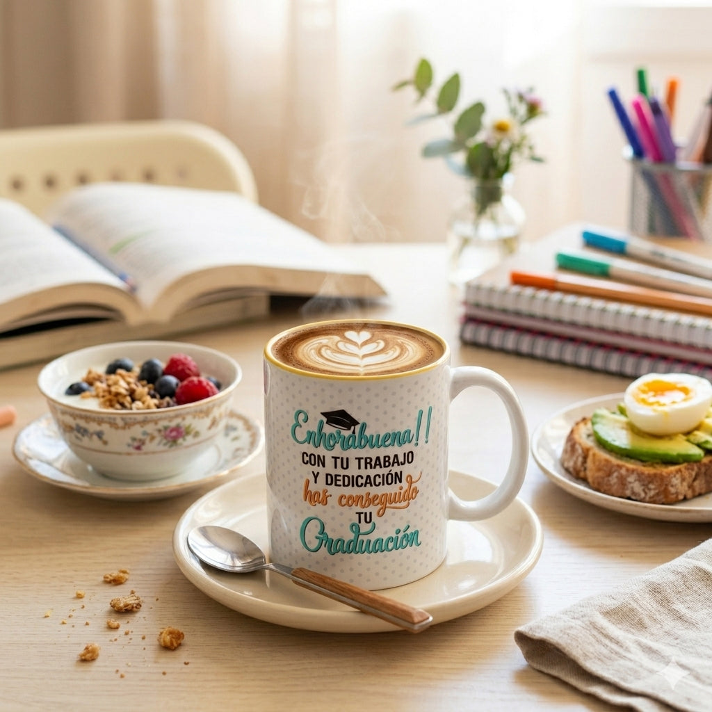 Taza Regalo de Graduación "Con tu Trabajo y Dedicación" • El Recuerdo Ideal para la Clase